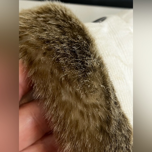 LOFT Cream Corduroy Hooded Vest w Detachable Faux Fur Trim | Size Small - Picture 9 of 9